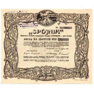 SPÓJNIA - hodowla nasion Towarzystwo Akcyjne w Nochowie - 100 złotych 1927
