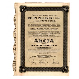 Zakłady elektromechaniczne ROHN ZIELIŃSKI - Em. I - 1 x 100 zł. 1937
