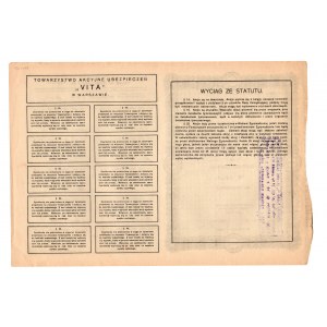 Towarzystwo Akcyjne Ubezpieczeń VITA w Warszawie - Em. IV - 1 x 10 zł. 1928