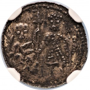 Bolesław III Krzywousty (1107-1138) - denar - Biskup i rycerz - NGC AU details
