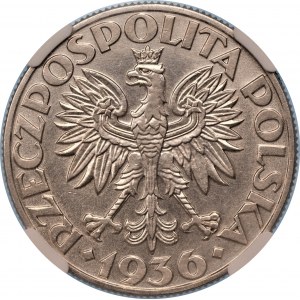 Żaglowiec 5 złotych 1936 - NGC UNC details