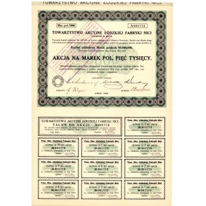 Towarzystwo Akcyjne Łódzkiej Fabryki Nici - 1 x 5000 marek 1922 -