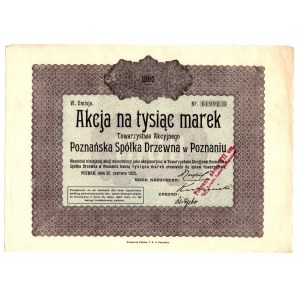Poznańska Spółka Drzewna - Em. VI - 1000 marek 1922 -