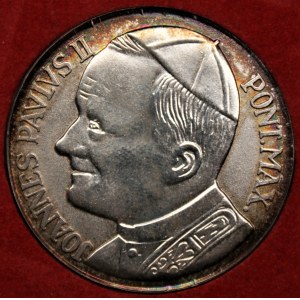 Srebrny medal Jan Paweł II - PONT.MAX - wyprodukowany w Poznaniu