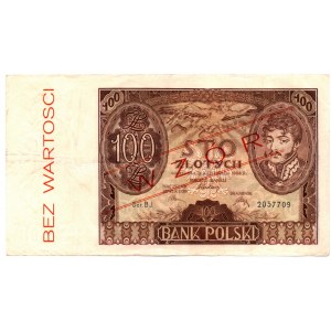 WZÓR - 100 złotych 1934- BJ. - BEZ WARTOSCI - fałszywy nadruk -