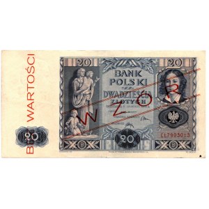 WZÓR - 20 złotych 1936 - CŁ - BEZ WARTOŚCI - fałszywy nadruk