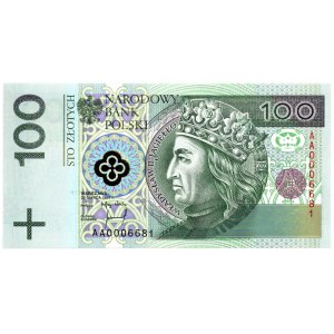 100 złotych 1994 - AA 0006681 - druk TDLR Londyn