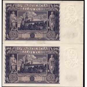 2 x 20 złotych 1936 - CJ - dwa numery po kolei