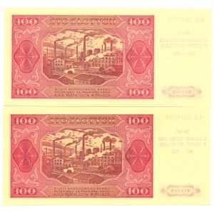 2 x 100 złotych 1948 - KR - z nadrukami okolicznościowymi
