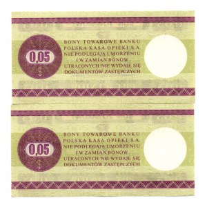 PEWEX - zestaw 4 bonów towarowych - 5 oraz 20 centów 1979 z numerami po kolei -