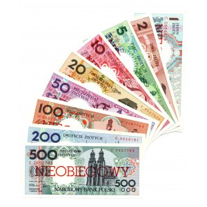 Miasta Polskie - komplet 9 sztuk banknotów z nadrukiem NIEOBIEGOWY -