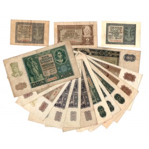 Zestaw 15 sztuk banknotów okupacyjnych 1940-1941