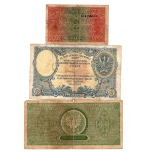 Zestaw 3 banknotów w tym 1 000 000 marek polskich 1923