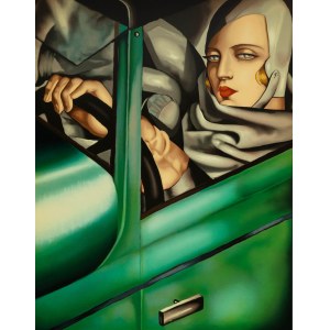 Tamara Lempicka (1898 Warschau - 1980 Cuernavaca), Selbstbildnis in einem grünen Bugatti