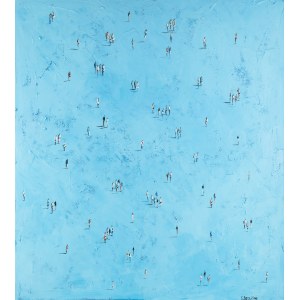 Filip Łoziński (geb. 1986), Blaue Komposition mit Menschen, 2023