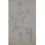 Piotr MICHAŁOWSKI (1800-1855), Jezdci na koních - skici na dvou stranách listu
