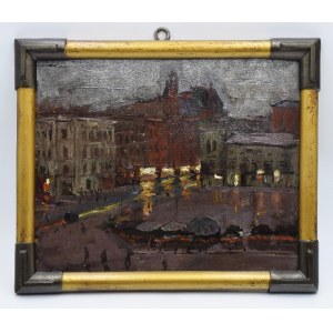 Ignacy PINKAS (1888-1935), Marktplatz von Kattowitz bei Nacht, 1929