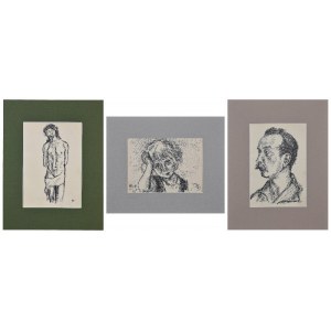 Wlastimil HOFMAN (1881-1970), Zestaw trzech autolitografii - Dziecko, Chrystus przy słupie, Autoportret
