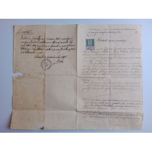 CONTRACT OF PURCHASE AND SALE DISTRICT COURT STARA SÓL JAN TYSZECKI PRE-WAR 1895, STAMP