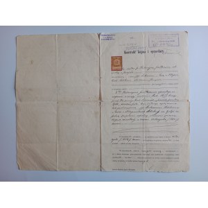CONTRACT OF PURCHASE AND SALE TAX OFFICE STARA SÓL EDMUND BAZLEWICZ NOTARY PRE-WAR 1910, STAMP