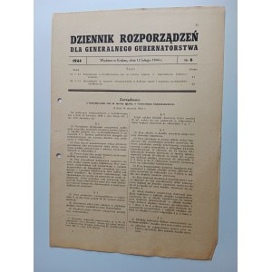 DZIENNIK ROZPORZĄDZEŃ DLA GENERALNEGO GUBERNATORSTWA 12 LUTY 1944 R
