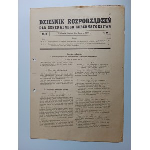 DZIENNIK ROZPORZĄDZEŃ DLA GENERALNEGO GUBERNATORSTWA 10 MARCA 1944 R