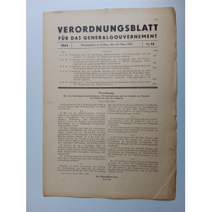 VERORDNUNGSBLATT FÜR DAS GENERALGOUVERNEMENT 31. MÄRZ 1944
