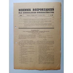 DZIENNIK ROZPORZĄDZEŃ DLA GENERALNEGO GUBERNATORSTWA 17 KWIETNIA 1944 R