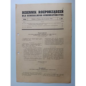 DZIENNIK ROZPORZĄDZEŃ DLA GENERALNEGO GUBERNATORSTWA 14 CZERWCA 1944 R