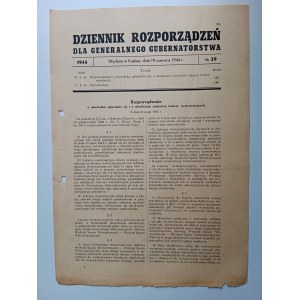 DZIENNIK ROZPORZĄDZEŃ DLA GENERALNEGO GUBERNATORSTWA 19 CZERWCA 1944 R