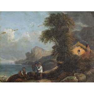 LANDSCAPE WITH FISHERMEN ON THE SHORE