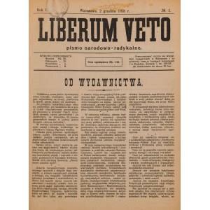 LIBERUM VETO, A national radical magazine