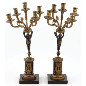 PAIR OF CANDELABERS IN EMPIRE STYLE, Poland, 1st half of the 19th century.