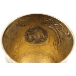 ROKOKOWY KUBEK Z MONETAMI, Polska, Toruń, Johann Samuel Meschke (Möschke) (?), po 1762, Srebro, złocenie, waga 146,84 g, wys. 9 cm