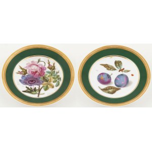 PAIR OF TALERS WITH FLOWERS AND Fruits, Russia, mid-19th century.