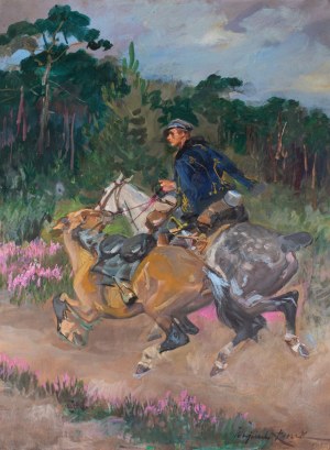 Wojciech KOSSAK, UŁAN LEGIONOWY Z LUZAKIEM, 1918