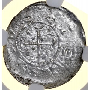 Boleslaw III the Wrymouth 1107-1138, Denarius, Av: Prince on throne, inscription: DVCIC..., Rv: Cross, inscription: DENARIVS