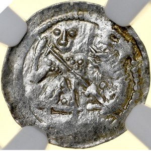 Boleslaw III the Wrymouth 1107-1138, Denarius, Av: Fight with dragon, Rv: Cross, between the arms stars.