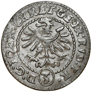 Śląsk, Księstwo Legnicko-Brzesko-Wołowskie, Jan Chrystian i Jerzy Rudolf 1603-1621, 3 krajcary 1607, Złoty Stok.