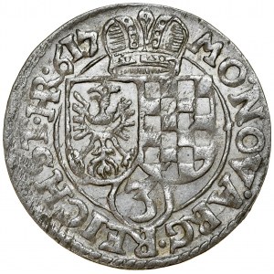 Śląsk, Księstwo Legnicko-Brzesko-Wołowskie, Jan Chrystian i Jerzy Rudolf 1603-1621, 3 krajcary 1617 HR, Złoty Stok.