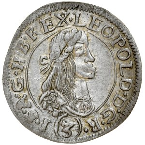 Węgry, Leopold I 1657-1705, 3 krajcarów 1672 K-B, Kremnica.