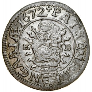 Węgry, Leopold I 1657-1705, 3 krajcarów 1672 K-B, Kremnica.