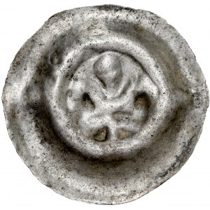 Western Pomerania, 13th century button brakteat, Dymin, Demmin, Av.: Lily, large dot on the sides of the shaft.