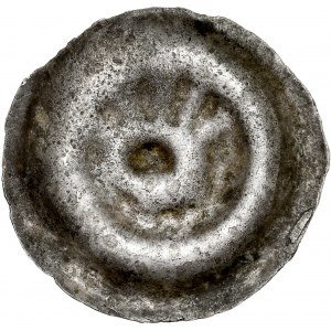 Western Pomerania, button brakteat 13th century, Usedom, Usedom, Av: Helmet with five feathers.