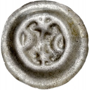 Władysław Łokietek 1306/1320-1333, Principality of Sandomierz, 1305-1320, Button brakteat, Av.: Two six-pointed stars, one above the other, on the sides two crescents facing each other with shoulders.