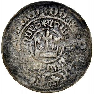 Czechy, Władysław II Jagiellończyk 1471-1516, Grosz praski, Av.: Korona królewska, Rv.: Lew czeski.