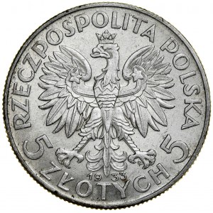 II RP, 5 złotych 1933, Kobieta, Warszawa.