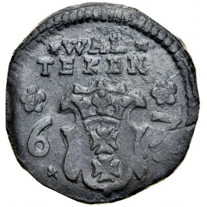 Gdańsk, Żeton 1567, A.: Renesansowy kartusz z herbem miasta Gdańska, w polu napis WAL / TEKEN, po bokach cyfry 6-7 oraz ozdobniki, Rv.: W polu cyfry 67. Multipla.