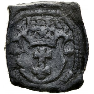 Gdańsk, Żeton jednostronny 1556, A.: Renesansowy kartusz z herbem miasta Gdańska, nad nim data 1556, po bokach ozdobniki.