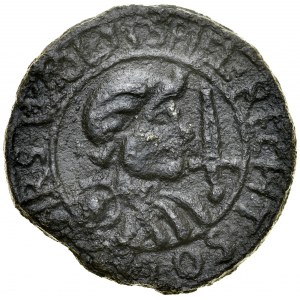Gdańsk, Żeton 1569?, A.: Popiersie z mieczem, Rv.: Popiersie w koronie radiata.